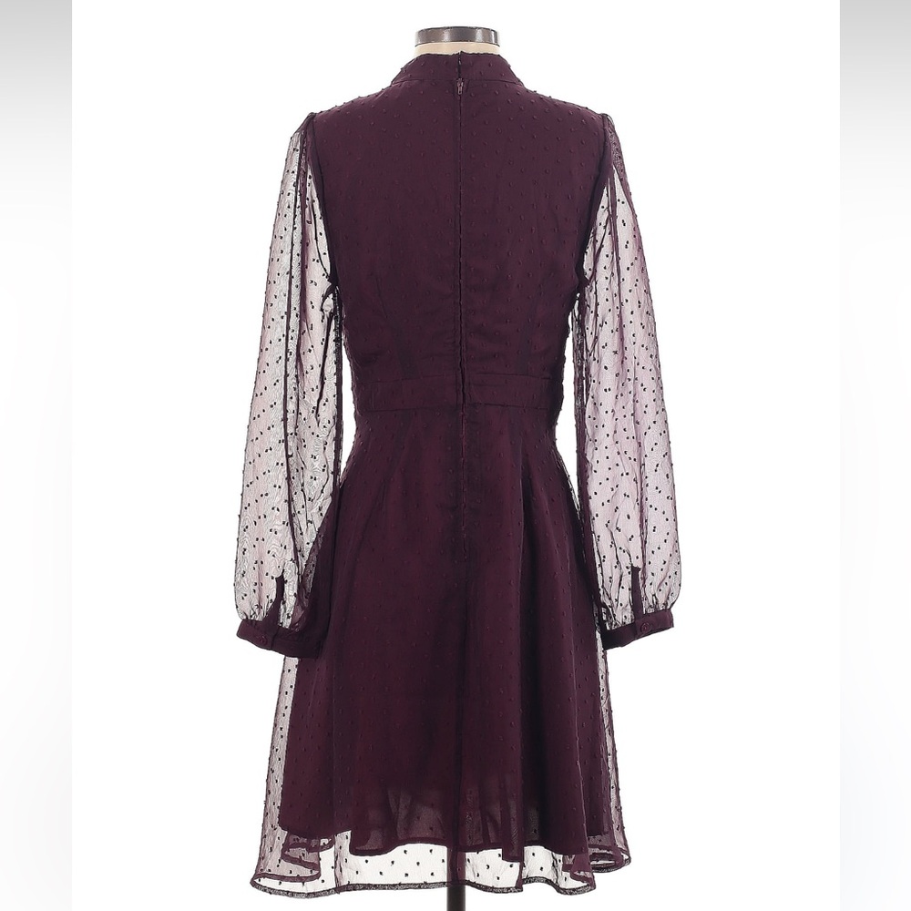ModCloth Plum / Burgundy Swiss Dot Cocktail Dress - Picture 2 of 2